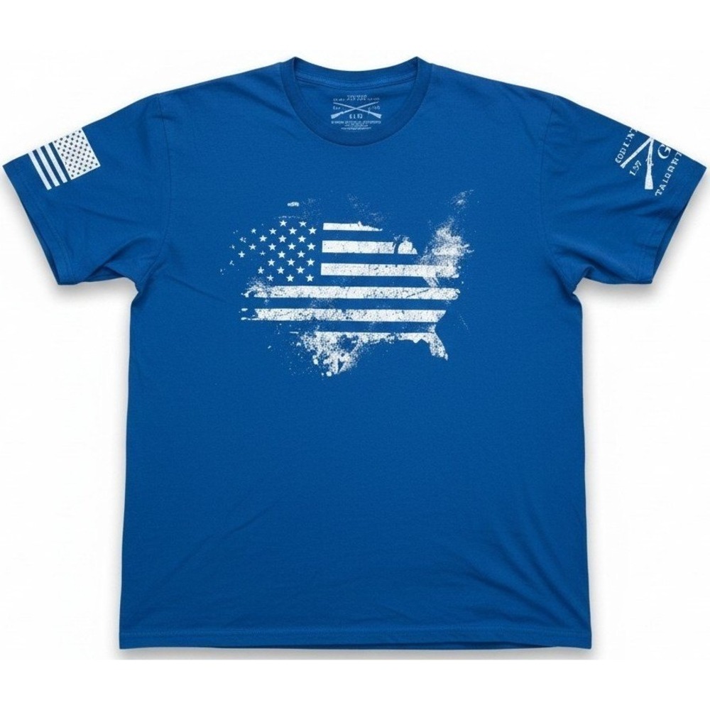 Grunt Style Mens T-Shirt XL Blue American Flag USA Graphic Short Sleeve Tee